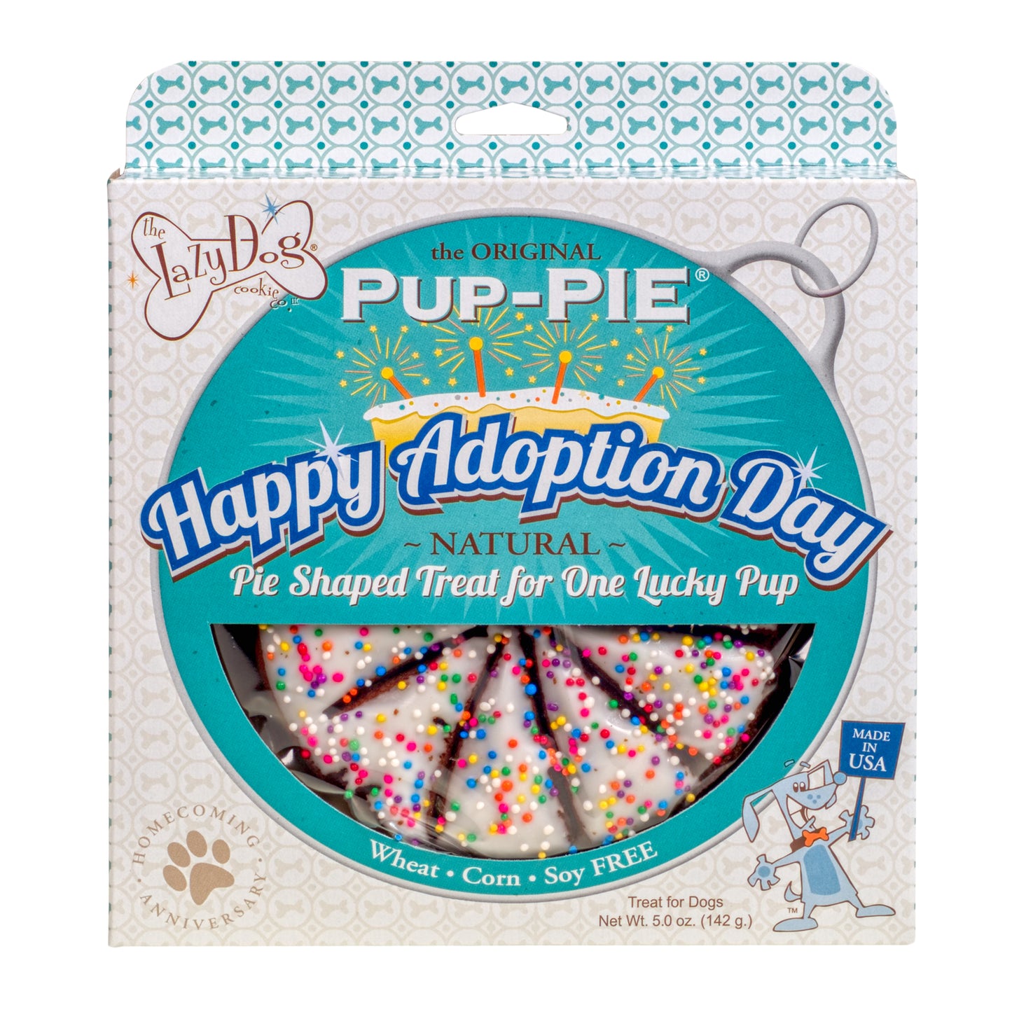 The Lazy Dog Happy Adoption Day Pie Shaped Treat for One Lucky Pup