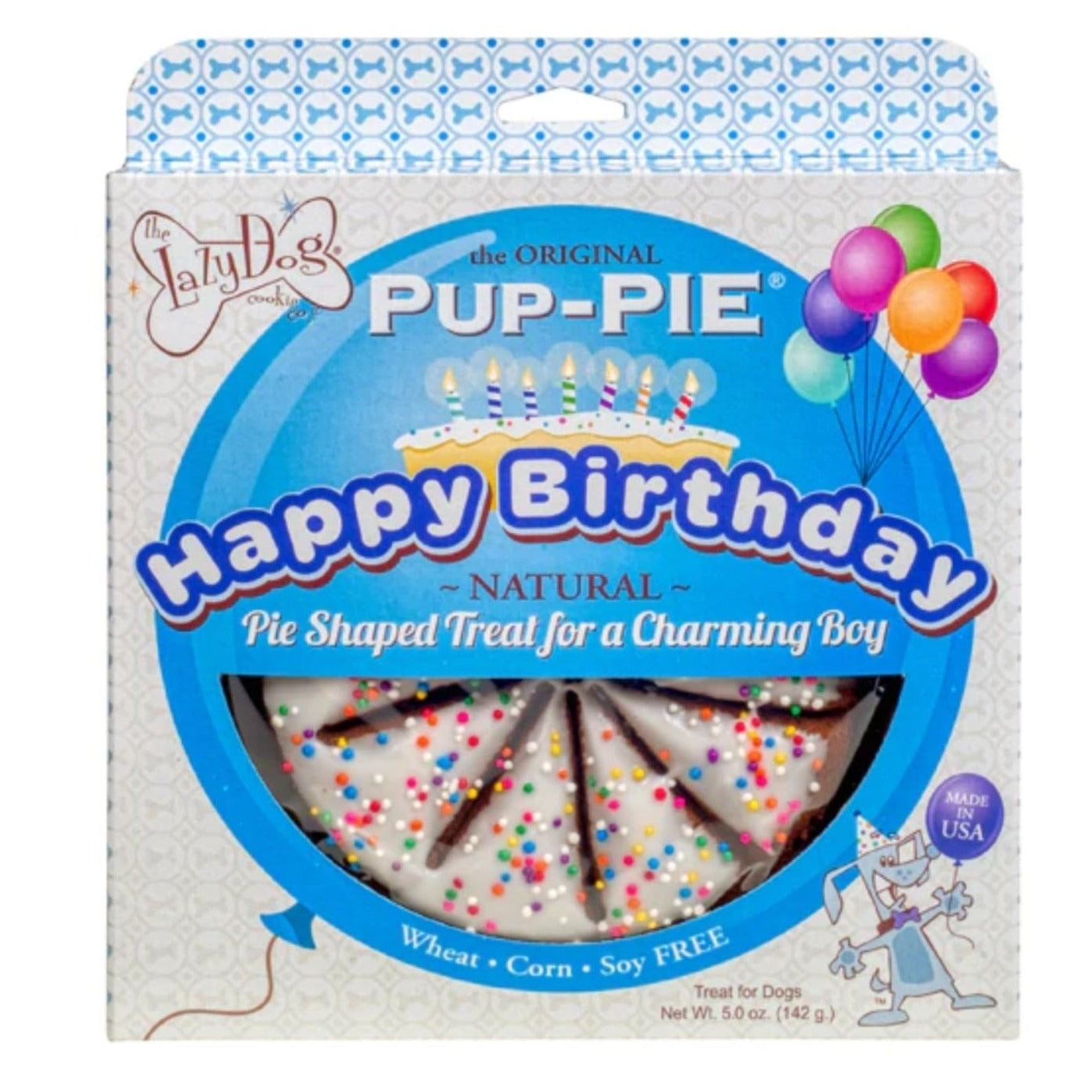 The Lazy Dog Happy Birthday Pie Shaped Treat for a Charming Boy