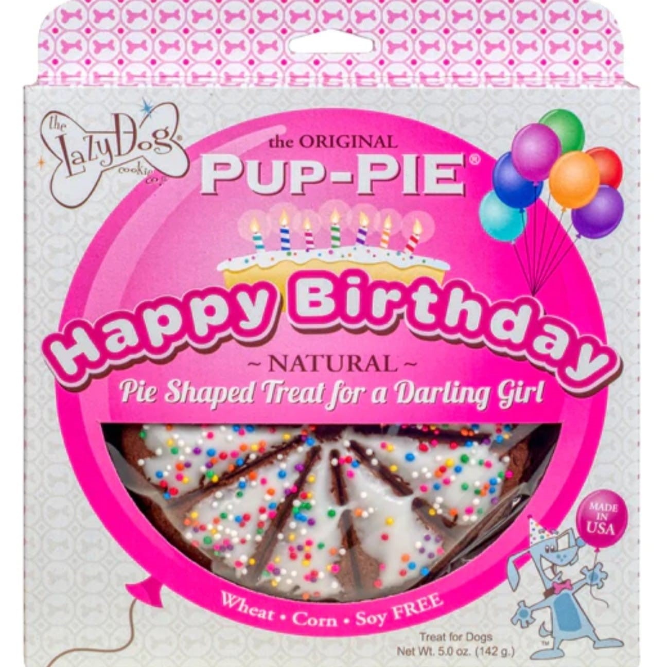 The Lazy Dog Happy Birthday Pie Shaped Treat for a Darling Girl