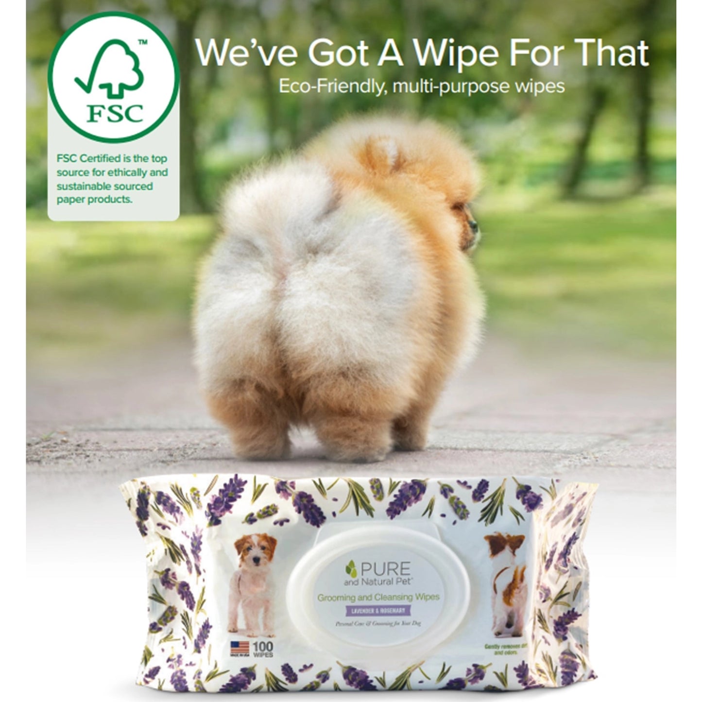 Pure And Natural Pet Grooming And Cleansing Wipes (Lavender and Rosemary)